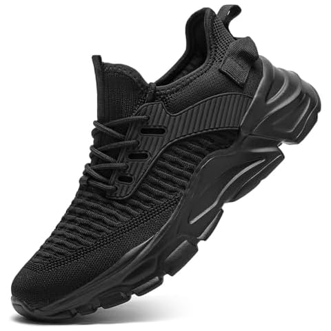 Men's Slip on Walking Shoes Tennis Running Sneakers Lightweight Breathable Casual Soft Sole Comfort Work Gym Trainers Black Cover