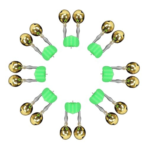 ZYLPYQ 8Pcs/Set Fishing Rod Alarm Dual Alert Bells,Green Clip Brass Alarm Bell?Pole Bell
