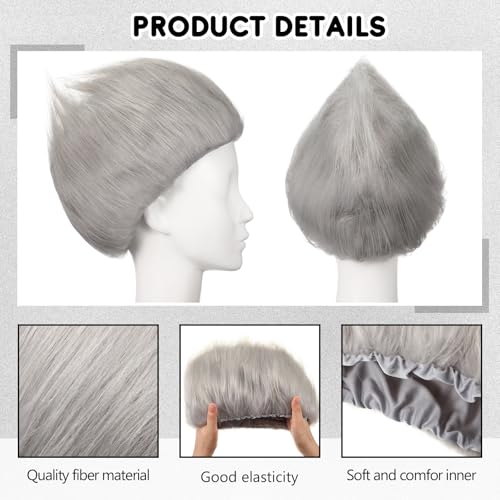 Image of Geyoga 1 Pcs Funny Wig Crazy Hair for Halloween Party,Grey