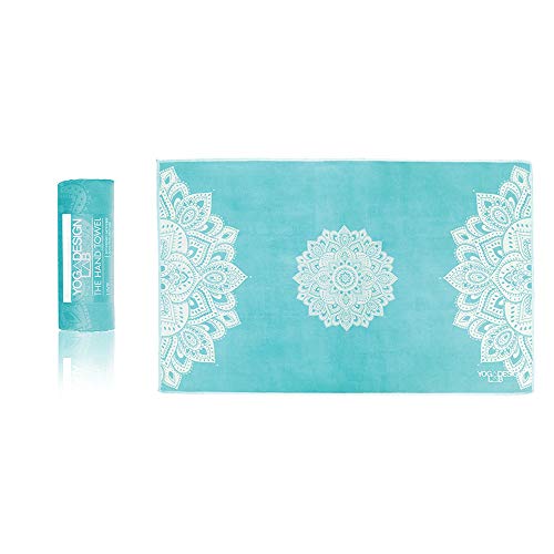 Yoga Design LAB | The Hand Towel | Premium Non Slip Hand Towel | Designed in Bali | Colorful Eco Printed + Quick Dry + Soft | Hot Yoga, Bikram, Ashtanga, Sport, Barre, Travel (Mandala Turquoise)