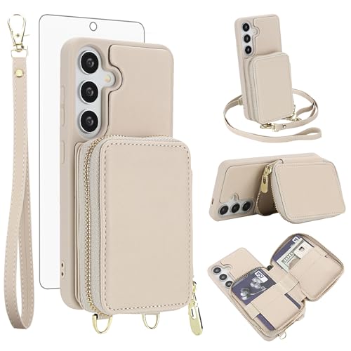 Étui portefeuille pour Samsung S25 Plus et S24+ avec bandoulière et blocage RFID