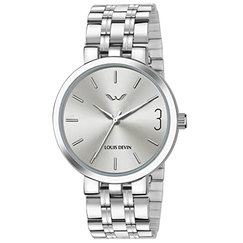 Image of LOUIS DEVIN Men's Analog Wrist Watch with Stainless Steel Chain