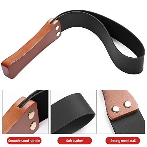 Barpot WHIPS-BLACK-1 Leather Paddle With Anti-Slip Wooden Handle thumb #2