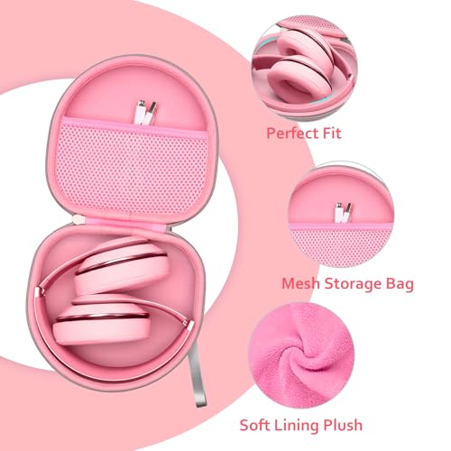 Image of Headphone Headset Case for Beats /JLab /Lorelei X8 /JBL /TOZO /BERIBES /Picun /KVIDIO Noise Cancelling Over-Ear Foldable Headphones (Pink)