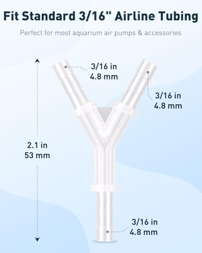 Image of Pawfly 8 Pcs Aquarium Airline Tubing Connectors, 3 /16 inch Airline Y Connector Splitter for Air Pump Tubing, 3 Way Hose Connectors, Plastic Barbed Hose Fittings for Fish Tank