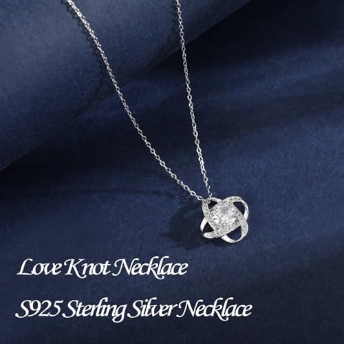 Friendship Necklace,S925 Sterling Silver Friendship Gifts for Women,Romantic Love Knot Best Friends Gifts for Anniversary,Valentine's Day,Chrismas,Birthday for Bestie,BFF,Her2