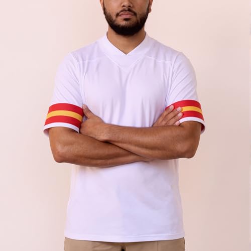 DEHANER American Football Jersey for Men Boyfriend Running Hiking T-Shirt Sports Uniforms Fintess Gym Tops White Stripe-Purple Jersey Size Medium