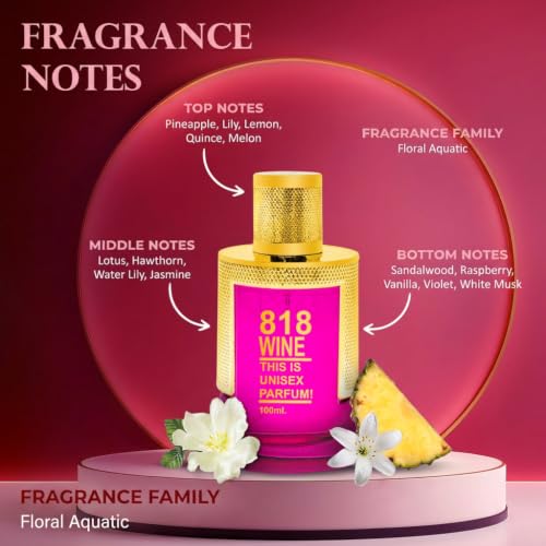 Image of HP 818 Wine Luxury Perfume for Women 100ml Floral Aquatic Scent, Premium Daily Wear Fragrance with Jasmine Vanilla Sandalwood, Long Lasting Romantic Festival Gift