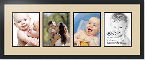 ArtToFrames Collage Photo Frame Double Mat with 4-8x10 Openings with Satin Black Frame and Seaside mat.