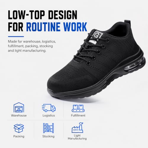 Image of GLANOUDUN Steel Toe Shoes for Men Lightweight Safety Toe Work Shoes Black