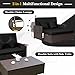 LDAILY Moccha Outdoor Daybed, Wicker Loveseat Sofa Set with 4-Postion Adjustable Backrest, Storage Ottoman, Cushions, Rattan Double Bed Lounger, Patio Furniture Set (Black)