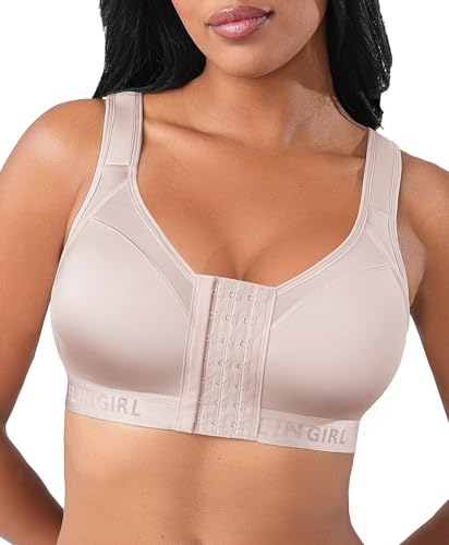 FeelinGirl Surgical Bras Post Surgery After Breast Augmentation Supportive Mastectomy Bra Gray Medium