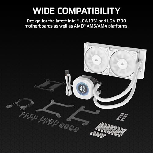 CORSAIR Nautilus 240 RS LCD Liquid CPU Cooler – 2.1" IPS LCD Screen, 240mm AIO, Low-Noise, Daisy-Chain, Intel LGA 1851/1700, AMD AM5/AM4 – 2X RS120 Fans Included – White - image 8