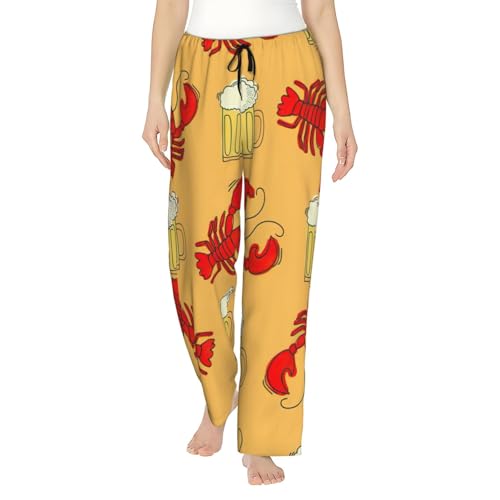Pantalon de pyjama léger femme motif bière écrevisses vêtement de nuit respirant doux S au 3XL