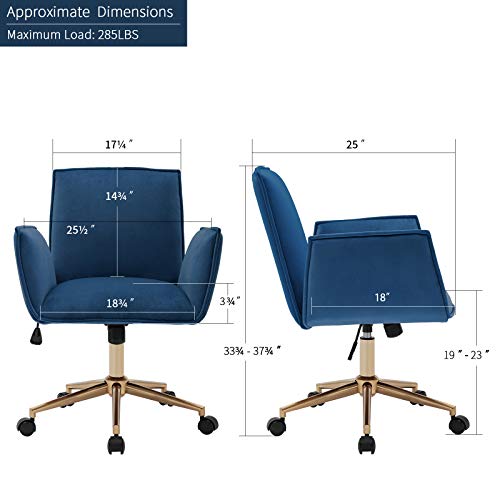 Duhome Home Office Desk Chairs Velvet Home Office Chair Computer Desk Chair Task Chair Dark Blue