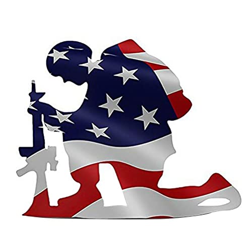 Soldier Silhouette Garden Decor, Independence Day Garden Art for Lawn Outdoor Home Decoration Kneeling Fallen Soldier Statue Stake Metal Decor, Silhouette Yard Decoration (A)
