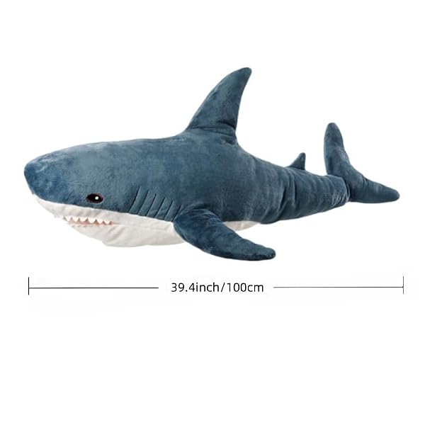 XIZHI 39.4 Inch Giant Shark Plush Stuffed Animal Toy Soft Plush Pillow Shark Stuffed Sea Animals for Boy's and Girl's Room Sofa Decoration and Holiday Birthday Gift by XIZHI - Used condition - Image 2