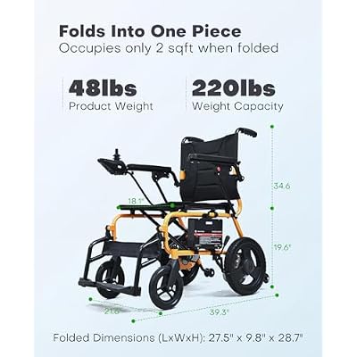 Durable Electric Wheelchairs for Adults, Foldable Lightweight Motorized Wheelchair, All-Terrain Power Wheel Chair, Robust Frame, Powerful Performance, Compact Folding Convenience