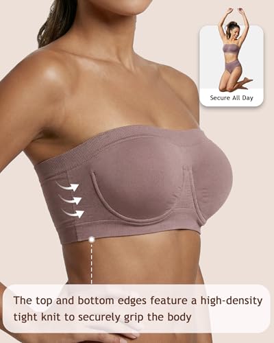 Image of HACI Women's Non Padded Strapless Bra Underwire Bandeau Seamless Multiway Supportive Tube Top