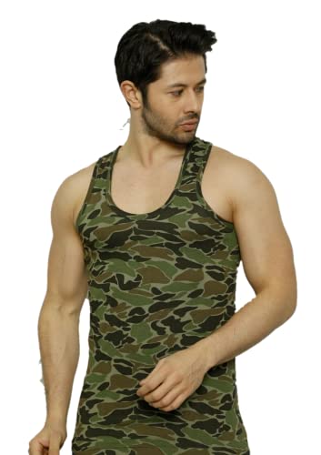 ZRWASKA®️ Men's Vests Sleeveless Tank Top Men Undershirt Out Door Army Military Style Cycling Slim Fit Summer Tops Workout, Bodybuilding Camouflage Running Vest Size M - Pack of 1