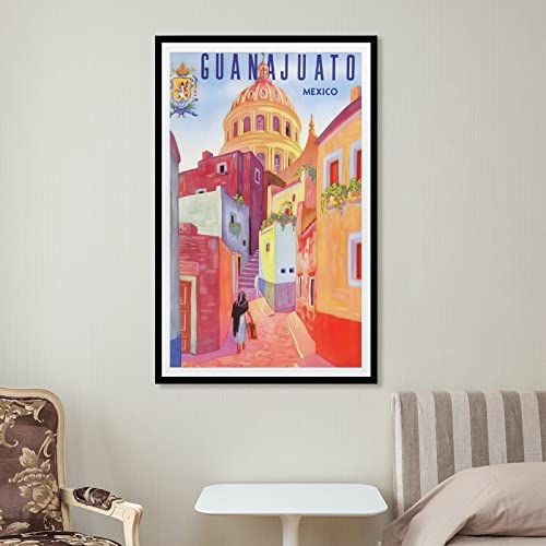 Vintage Posters Colonial Street In Guanajuato, Mexico Wall Decor Art Posters Room Decor Posters Wall Art Paintings Canvas Wall Decor Home Decor Living Room Decor Aesthetic 24X36Inch(60X90Cm) Frame-S #TOP6