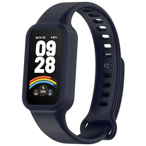 FiiMoo Correas Compatibles con Xiaomi Smart Band 9 Active/Xiaomi Redmi Band 3, Pulseras de Repuesto Silicona de Ajustable, Correa de Silicona Impermeables Deportivas para Xiaomi Mi Band 9 Active-Azul