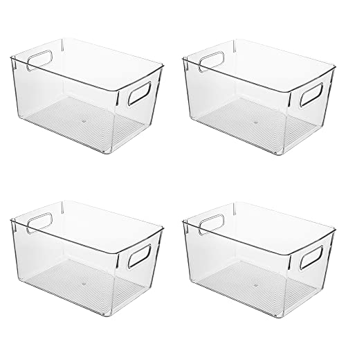 Amtido Clear Plastic Storage Bins for Fridge, Cupboard, Pantry...