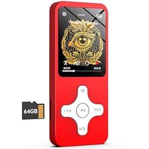 Nightingale Ⅲ :The Ultimate MP3 to Energize Your Day.Mp3 Player with Bluetooth,64GB, HiFi Lossless Sound Quality,Speaker,Recording,Photo,Video,e-Book（B-Red-64GB）
