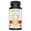Zhou Nutrition Vitamin D3 K2, Bone and Heart Health Formula 5000 IU Vitamin D3 & 90 mcg Vitamin K2, Max Strength 2 in 1 Immune Support and Calcium Absorption, Gluten Free, 60 Count