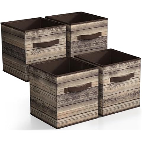 Sorbus Rustic Brown Foldable Storage Cubes Cover