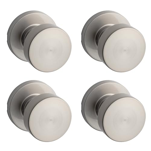 Image of Kwikset Pismo Interior Round Passage Door Knob, Handle for Closet and Hallway Doors, Non-Locking Doorknob, Satin Nickel