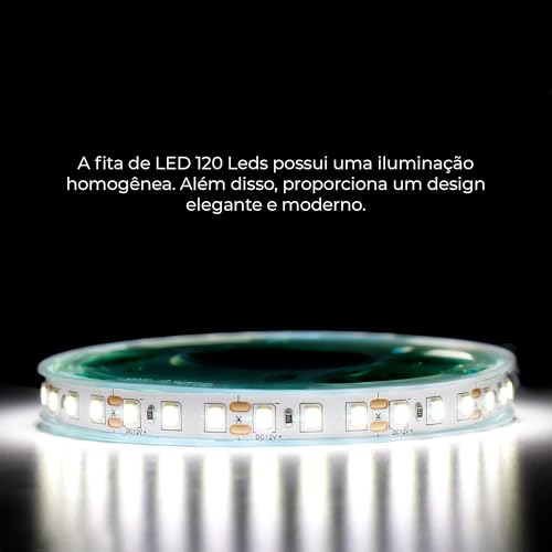 Fita Led 120led/m Ip20 12v 3528 Para Perfil 5 Metros Frio