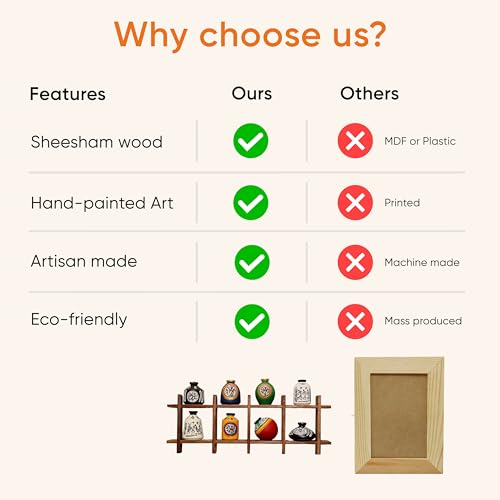 Image of AAKRITI ART CREATIONS Ladder Wall Decor 8 Handcrafted Warli Pots | Wooden Shelves Shelf Terracotta Vases | Matte Finish Decorative Wall Art for Living Room, Entryway & Gifting