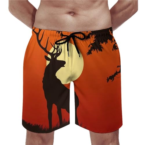 Maillot de bain homme cerf couchant short de plage respirant taille S avec cordon de serrage