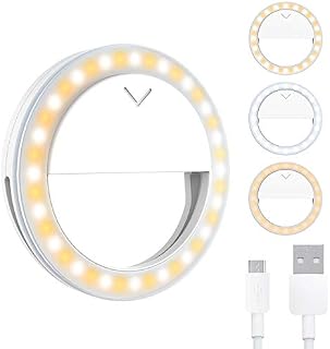 etasche Selfie Ring Light, Selfie Light Clip-on LED Camera Light With 40 Led Light 4 light modes 10 brightness levels USB Rechargeable Ring Light Night Light for iPhone Android iPad Laptop