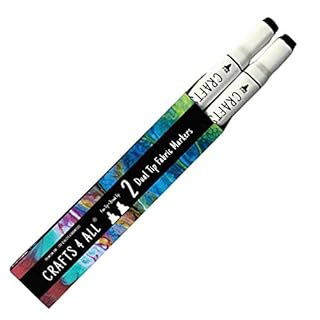 Crafts 4 ALL Fabric Markers for Clothes - Pack of 2 No Fade, Dual Tip Permanent Fabric Pens - No Bleed, Machine Washable Shoe Markers for Fabric Decorating - Laundry Marker, Erases Stains Easily