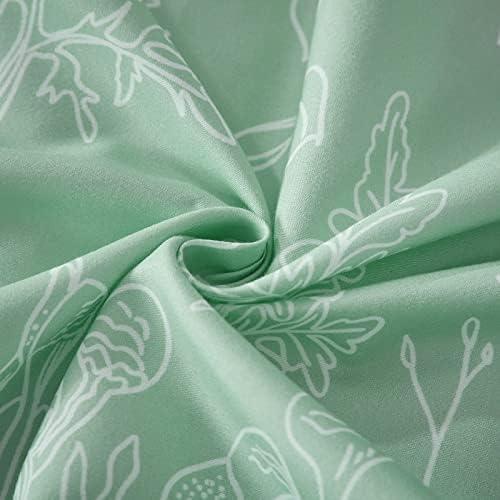Bedding Duvet Cover Set Double Size 3 Pcs Floral Branch Pattern Soft Microfiber 1 Duvet Cover and 2 Pillowcases(Green, 200x200cm)