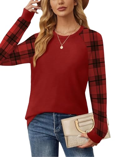 Image of Saloogoe Tunic Sweatshirts for Women Crewneck Lightweight Sweaters Raglan Long Sleeve Shirts Fall Fashion Tops 2026