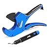 PVC Pipe Cutter, Up to 2-1/2″, Ratchet Pipe Cutter Heavy-Duty, Pex Cutting Tool for Cutting PEX, PVC, PPR Plastic Hoses and Plumbing Pipe with Deburring Tool