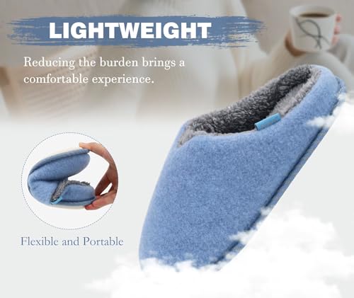 Image of KuaiLu Womens Supportive Memory Foam Slippers Felt Fuzzy Lined Heel Cushion Lightweight House Shoes for Indoor Outdoor