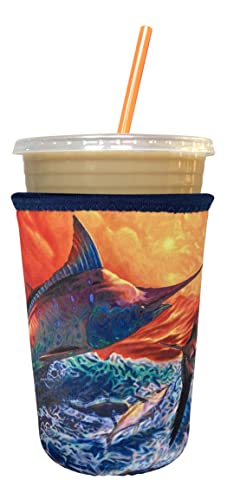 Image of Iced Coffee Sleeve, Insulated Neoprene Cup Sleeve, Fits a 24 Oz. Coffee Cup, Washable and Reusable, Iced Coffee Accessories, Medium Reflective Chaos by Jason Mathias