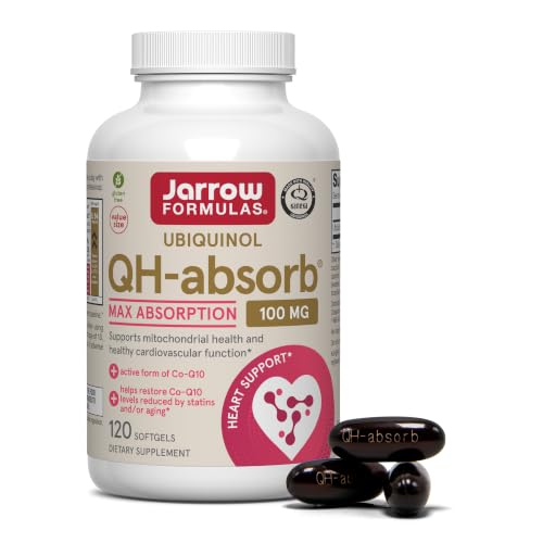 Jarrow Formulas QH-Absorb Ubiquinol 100mg - 120 Softgels - High Absorption & Active Antioxidant Form of Co-Q10 - Supports Mitochondrial Energy Production & Healthy Cardiovascular Function