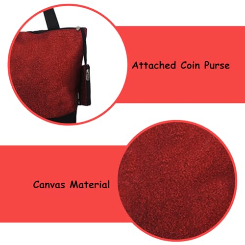 Image of NGIL Medium Top Zipper Closure Canvas Tote Bag with Attached Matching Coin Purse For Moms and Nurses