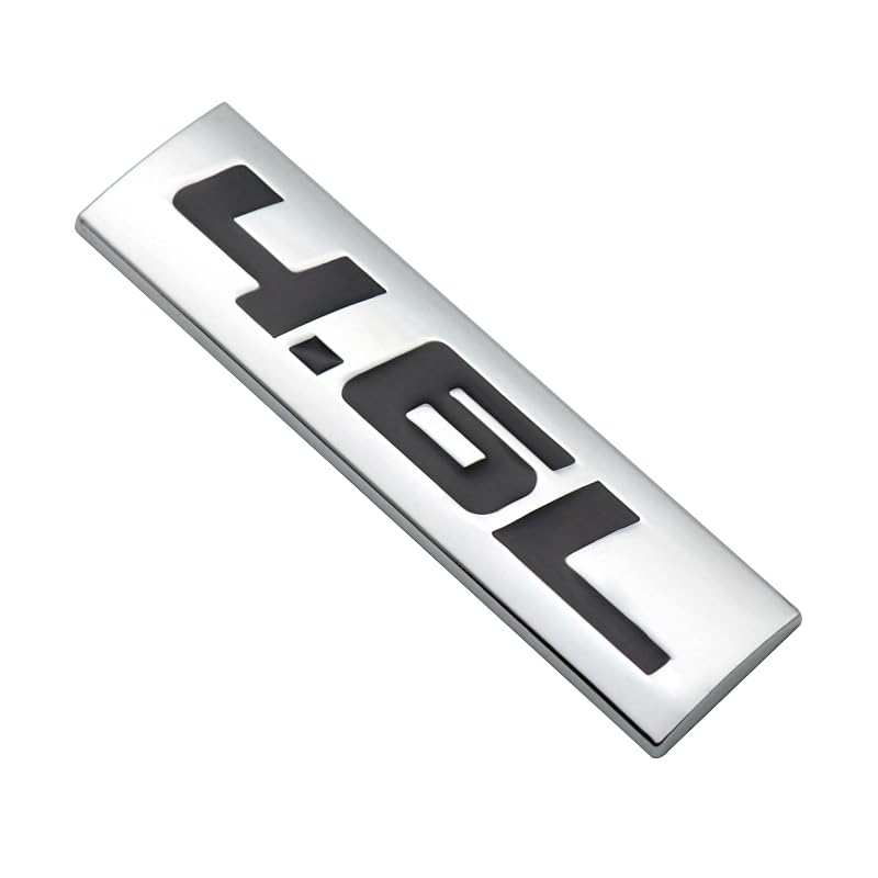 Image of 2Pc 4.6L 4.6 L Emblem 3D Badge Decal Plate Sticker Nameplate for Hood Door Trunk (Silver Black)