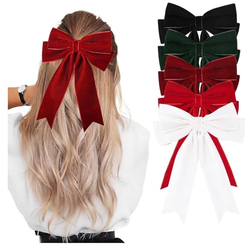 Fall and Winter Velvet Hair Bows for Girls - 5