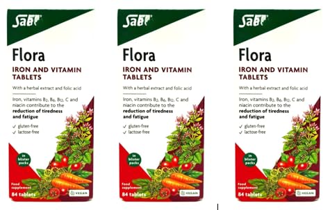 Tabletas multivitamínicas, hierro y vitaminas B2, B6, B12 y C, 84 unidades, paquete de 3, 252 en total