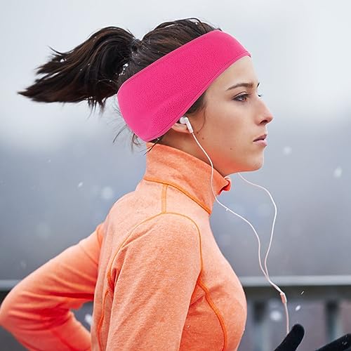 Image of Ear Warmers Headband, KOMAKE 2 Pack Earmuff Headband Fleece Earmuffs Running Headband Winter Ear Covers Moisture Wicking Sweatband Ski Sport Headband For Men & Women (Black+Gray)
