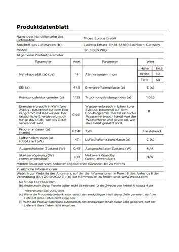 Midea Geschirrspüler 60cm Freistehend, SF 3.60N PRO Spülmaschine mit WLAN, 14 Maßgedecke, Geschirrspüler Unterbaufähig, 5 Programme, Höhenverstellbarer Oberkorb, 47 dB, Inox