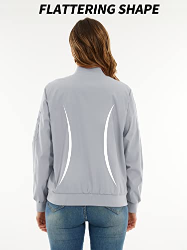 Tacvasen Women Bomber Jackets Zip Up Lightweight Windbreaker Jackets Casual Jacket With Pockets Quilted Jacket Classic Biker Jacket #TOP3