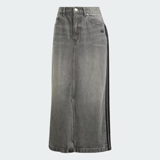 adidas Originals Women's Adicolor 3-Stripes Denim Pencil Skirt, Washed Grey Denim, Sz 6